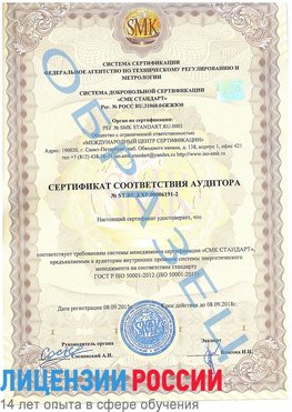 Образец сертификата соответствия аудитора №ST.RU.EXP.00006191-2 Тосно Сертификат ISO 50001